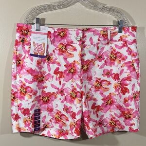 Isaac Mizrahi Pink Floral Women's Tailored Shorts Size 16 NEW